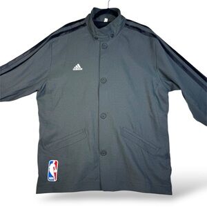 Adidas Three Stripe Men's Gray Warmup  Jacket w/ NBA Logo Patch